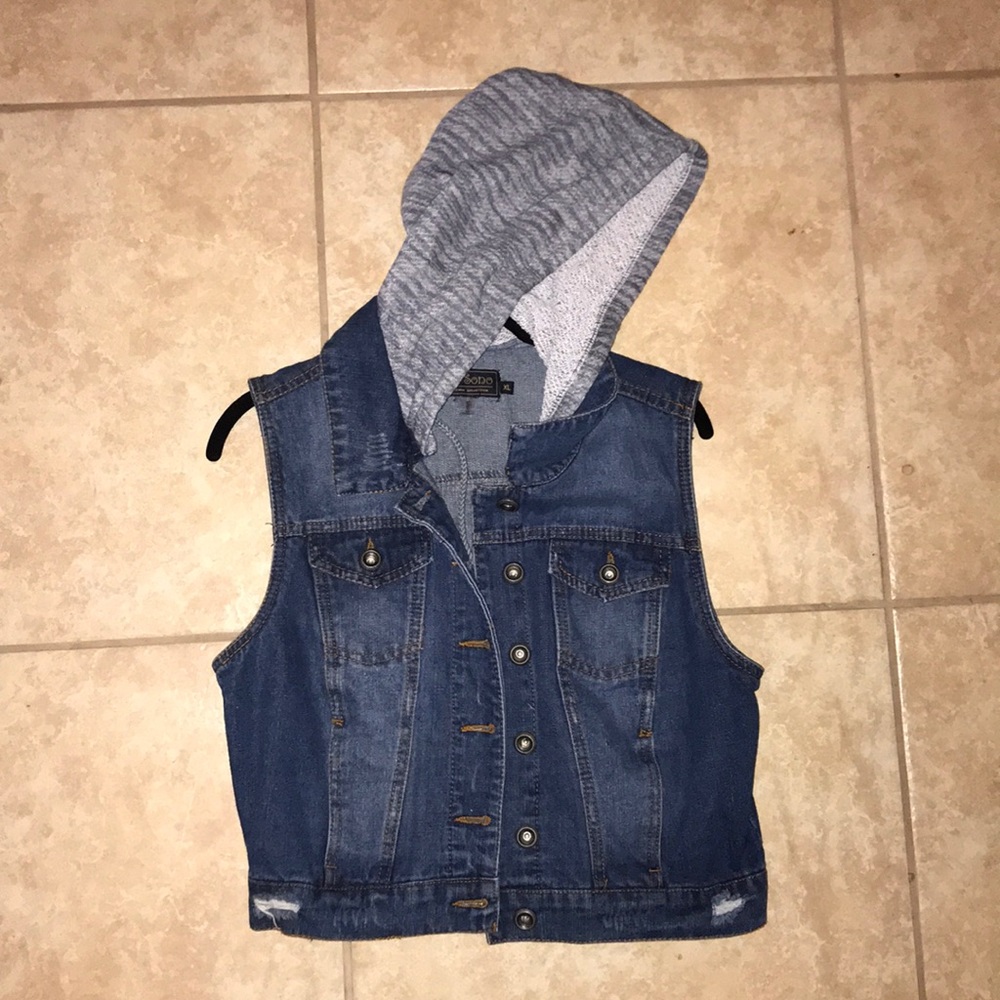 Hooded Jean Vest